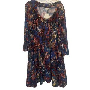 Zim & Zoe Women’s Colorful Malerie Tunic 3/4 Sleeve Pockets Stretch Sz 22/24 NEW